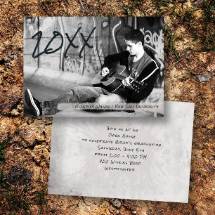 Grunge Guy Grad High School College Photo Announcement