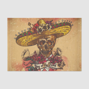 Grunge,halloween,skull,mexican hat,day of the dead tissue paper