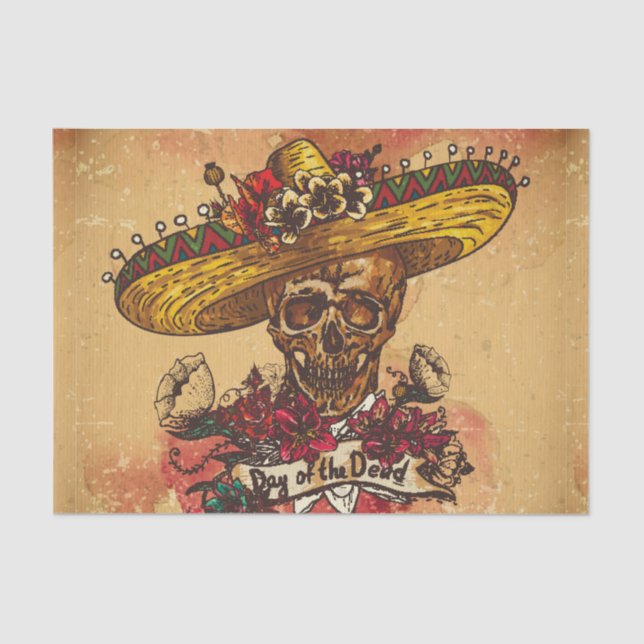 Grunge,halloween,skull,mexican hat,day of the dead tissue paper (Front)