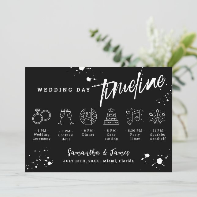 Grunge Halloween Wedding timeline Welcome card (Standing Front)