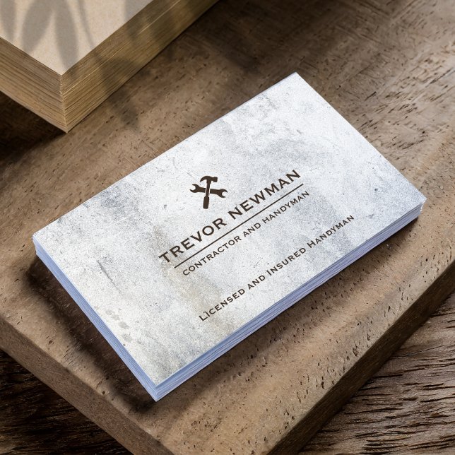 Grunge Handyman Carpenter Tools Concrete Business Card (Creator Uploaded)