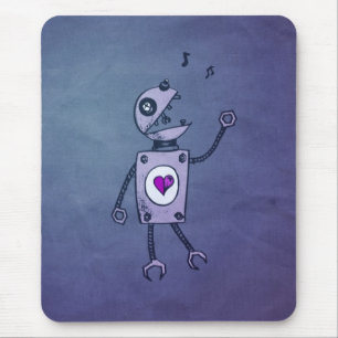 Grunge Happy Singing Robot Mouse Pad