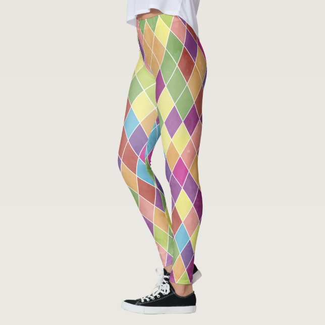 Grunge Harlequin Pattern Leggings (Left)