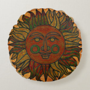 Grunge Harvest New Age Round Cushion