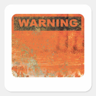 Grunge Hazard Warning Sign Square Sticker