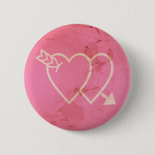 Grunge Hearts and Arrow Green - Pink 6 Cm Round Badge