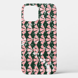 Grunge hearts and flowers pattern. iPhone 12 case