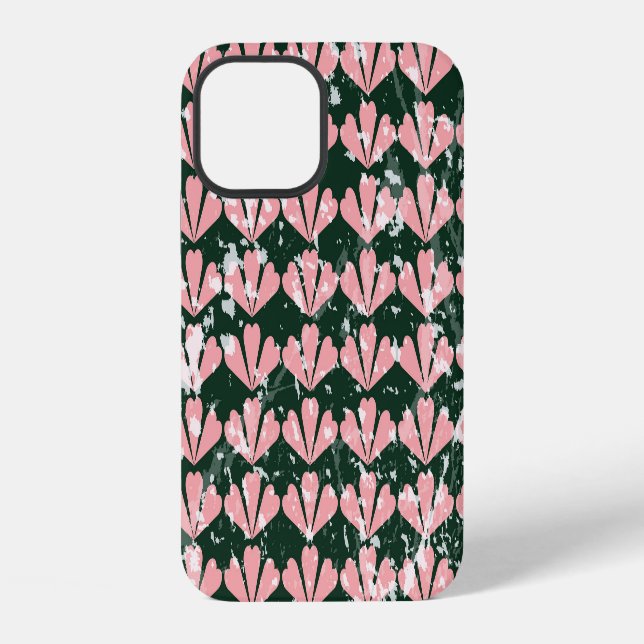 Grunge hearts and flowers pattern. iPhone case (Back)