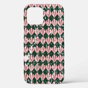 Grunge hearts and flowers pattern. iPhone 12 case