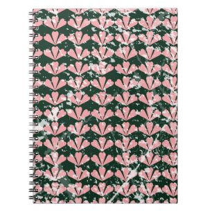Grunge hearts and flowers pattern. notebook