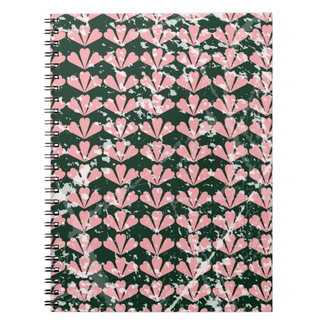 Grunge hearts and flowers pattern. notebook (Front)