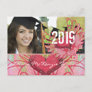 Grunge Hearts Class of  Graduation Invitations