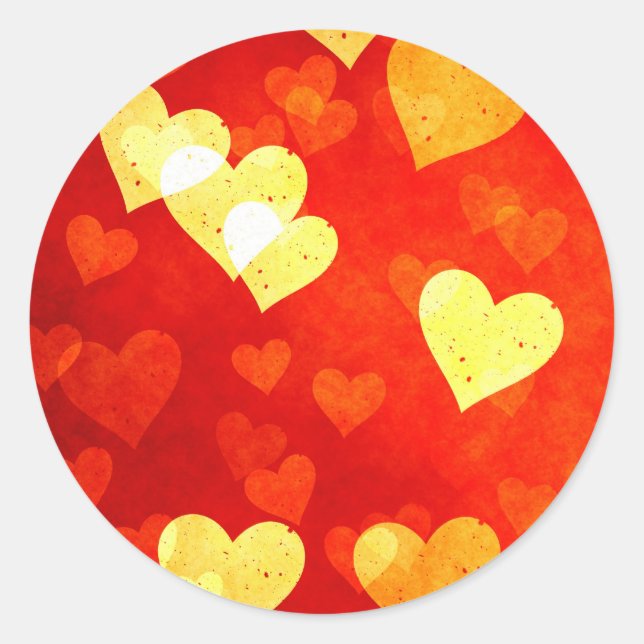 Grunge hearts classic round sticker (Front)