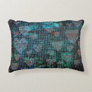 Grunge Hearts Dots Red Green Blue White Contrast Decorative Cushion