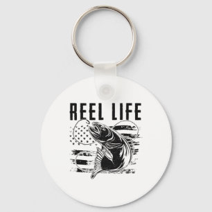 Grunge Hook American Flag Fisherman Merch. Fishing Key Ring