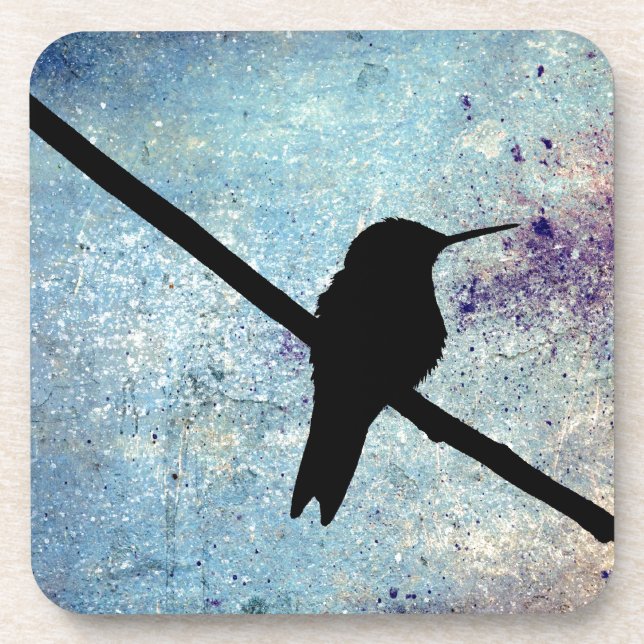 Grunge Hummingbird Coaster (Front)