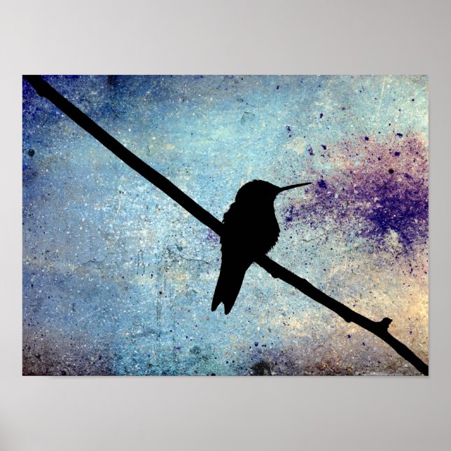 Grunge Hummingbird Poster (Front)