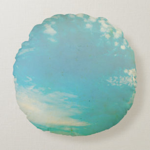 Grunge image of sky background. home decor, backgr round cushion