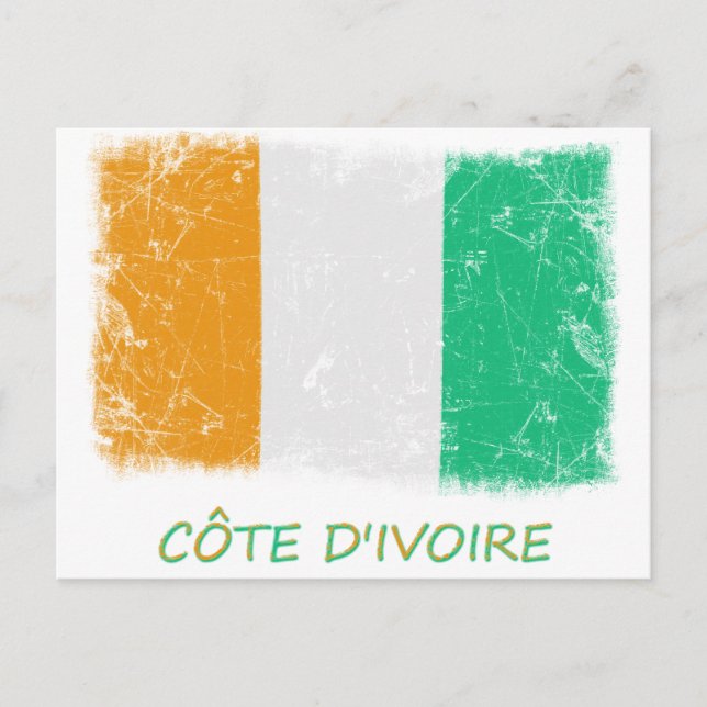 Grunge Ivory Coast Flag Postcard (Front)