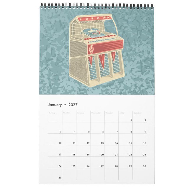 Grunge Jukebox Calendar (Jan 2027)