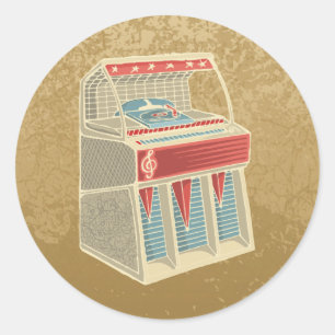 Grunge Jukebox Classic Round Sticker
