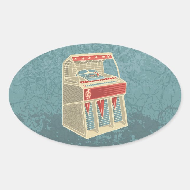 Grunge Jukebox Oval Sticker (Front)