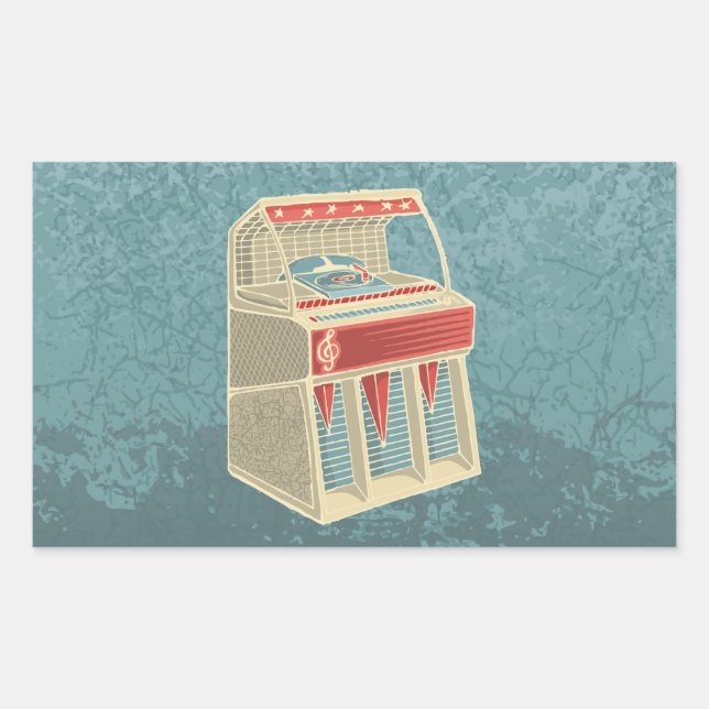 Grunge Jukebox Rectangular Sticker (Front)