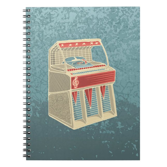 Grunge Jukebox Spiral Notebook (Front)