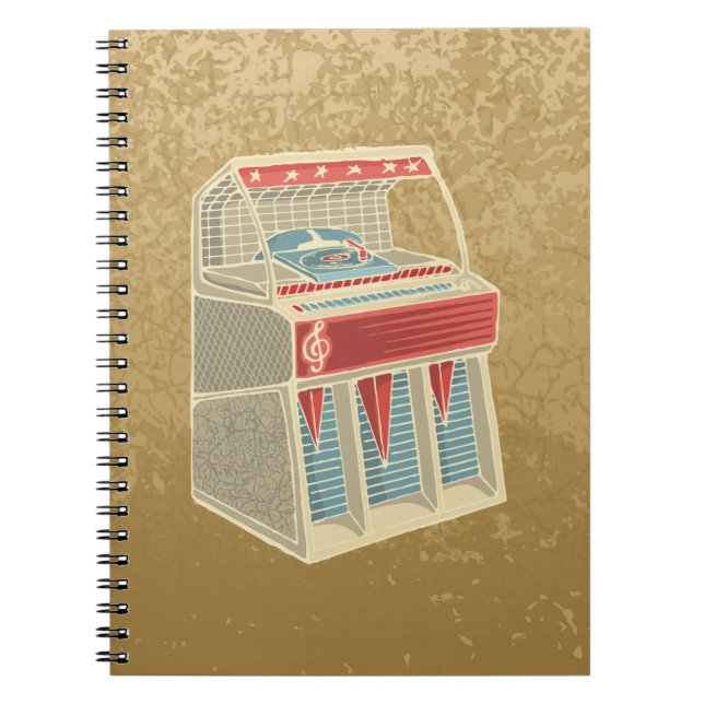 Grunge Jukebox Spiral Notebook (Front)