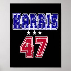 Grunge Kamala Harris 2024 For President Number 47  Poster