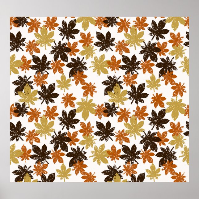Grunge Leaf: Seamless Background Pattern. Poster (Front)