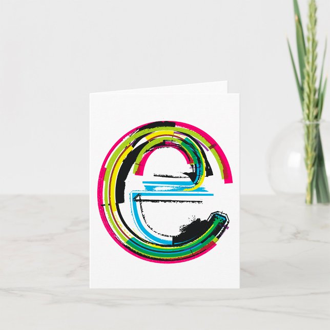 Grunge Letter E Alphabet Bold Colourful Typography Card (Creator Uploaded)