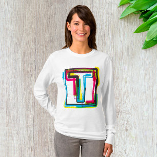 Grunge Letter T Bold Colorful Urban Typography T-Shirt