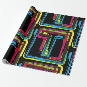 Grunge Letter T Bold Colorful Urban Typography  Wrapping Paper