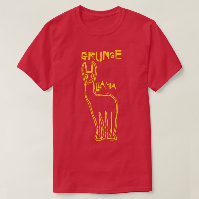 Grunge Llama Smiling Face T-Shirt (Design Front)