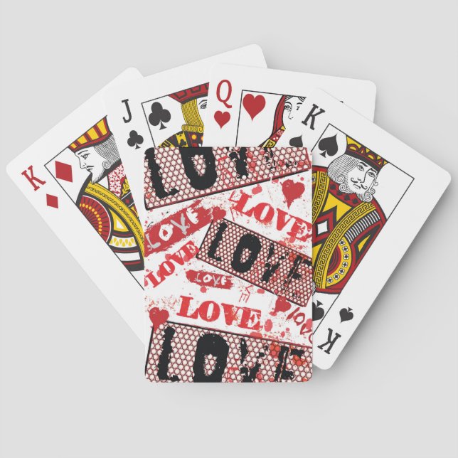Grunge love pattern. playing cards (Back)