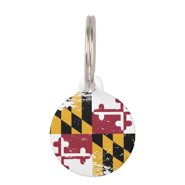 Grunge Maryland Flag Pet Tag (Front)