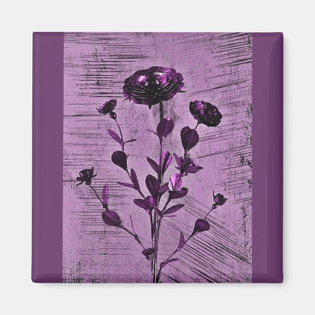 Grunge Mediaeval Flower Art Magnet (Front)