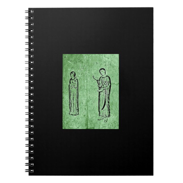 Grunge Mediaeval Statues Spiral Notebook (Front)