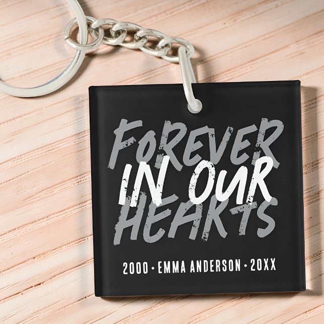 Grunge Memorial Forever in our Hearts Custom Key Ring (Creator Uploaded)