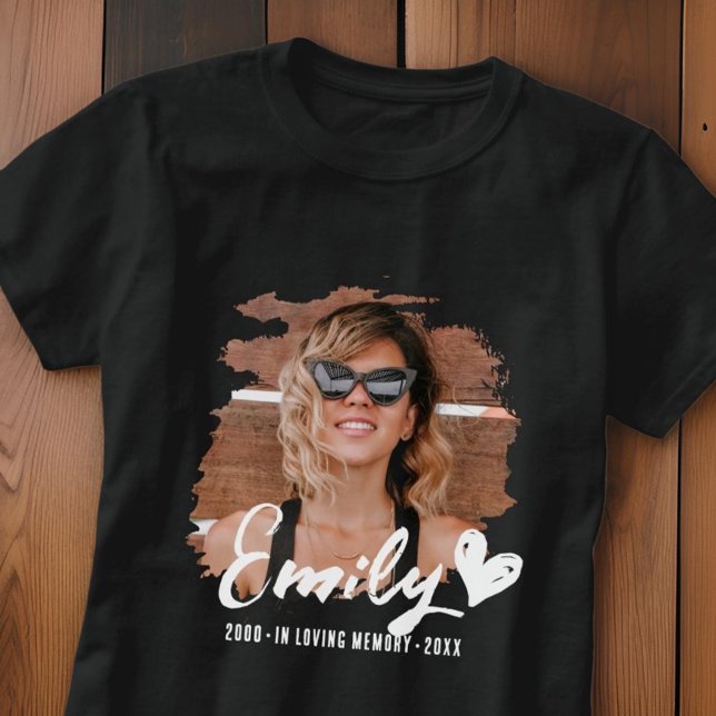 Grunge Memorial In Loving Memory Custom Photo T-Shirt (Creator Uploaded)