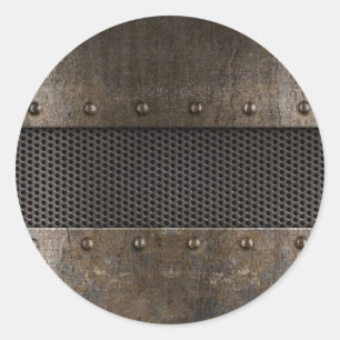Grunge metal background classic round sticker