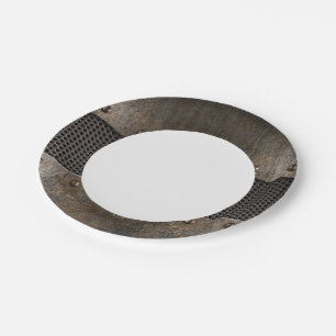 Grunge metal background paper plate