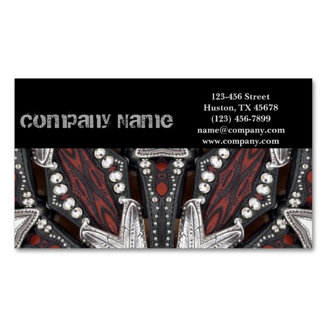 grunge metal biker leather Auto repair Mechanic Magnetic Business Card (Front)