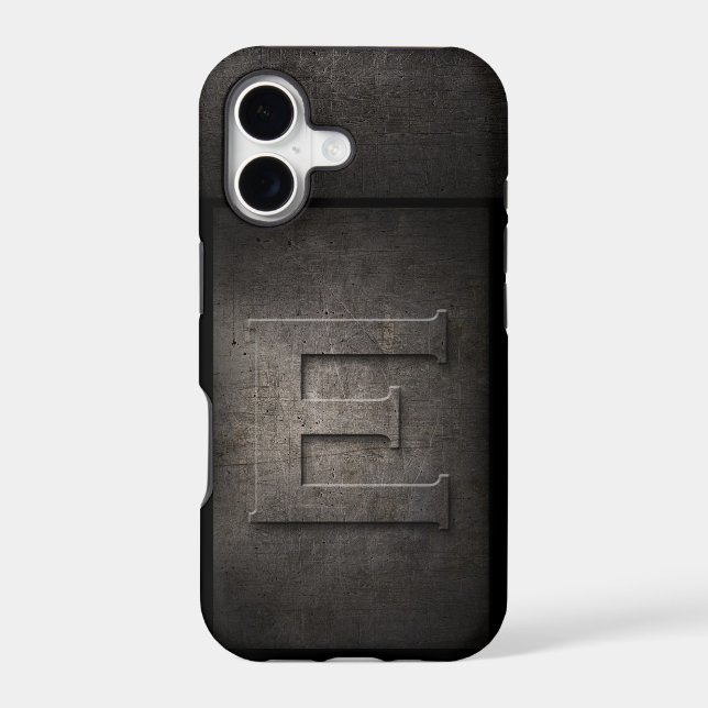 Grunge Metal Monogram Iphone Case for Him (Back)