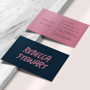 Grunge Modern Creative Midnight Blue and Pink Business Card