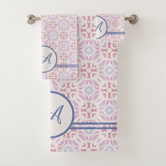 Grunge Monogram | Elegant colourful grunge pattern Bath Towel Set (Insitu)