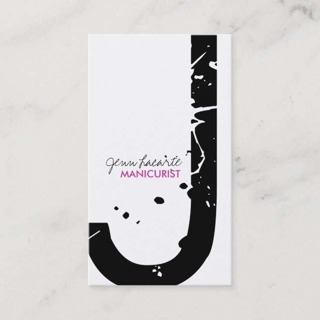 Grunge Monogram Manicurist Business Cards (Front)
