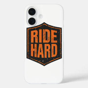 Grunge Motorcycle "Ride Hard" Shield iPhone 16 Case