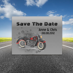 grunge Motorcyle Biker Wedding save the date Announcement Postcard